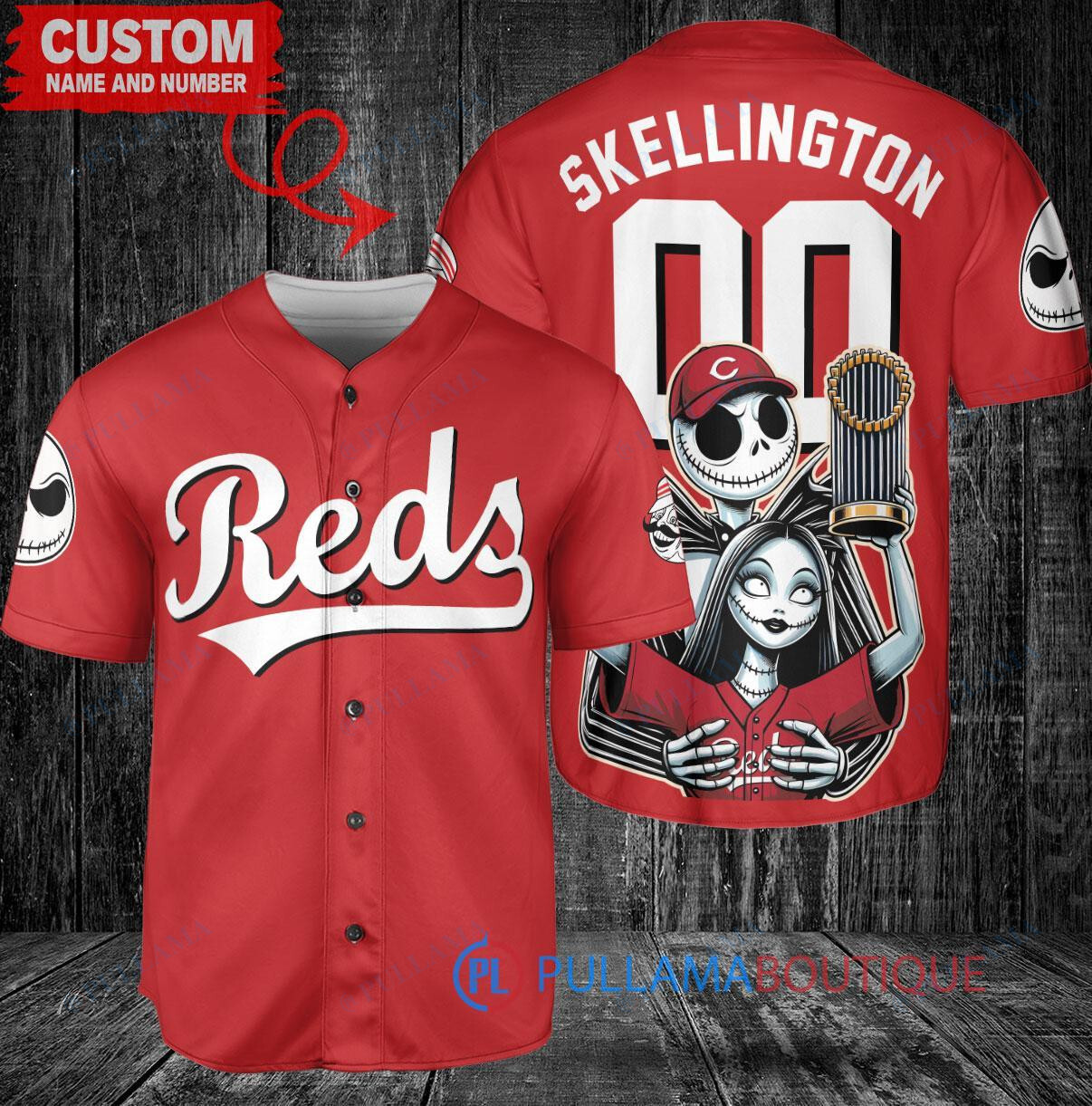 Astros Jack Skellington Sally World Series Trophy Baseball Jersey White