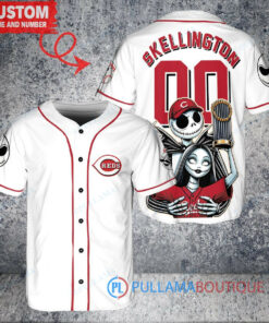 Cincinnati Reds Jack Skellington Sally World Series Trophy Baseball Jersey White