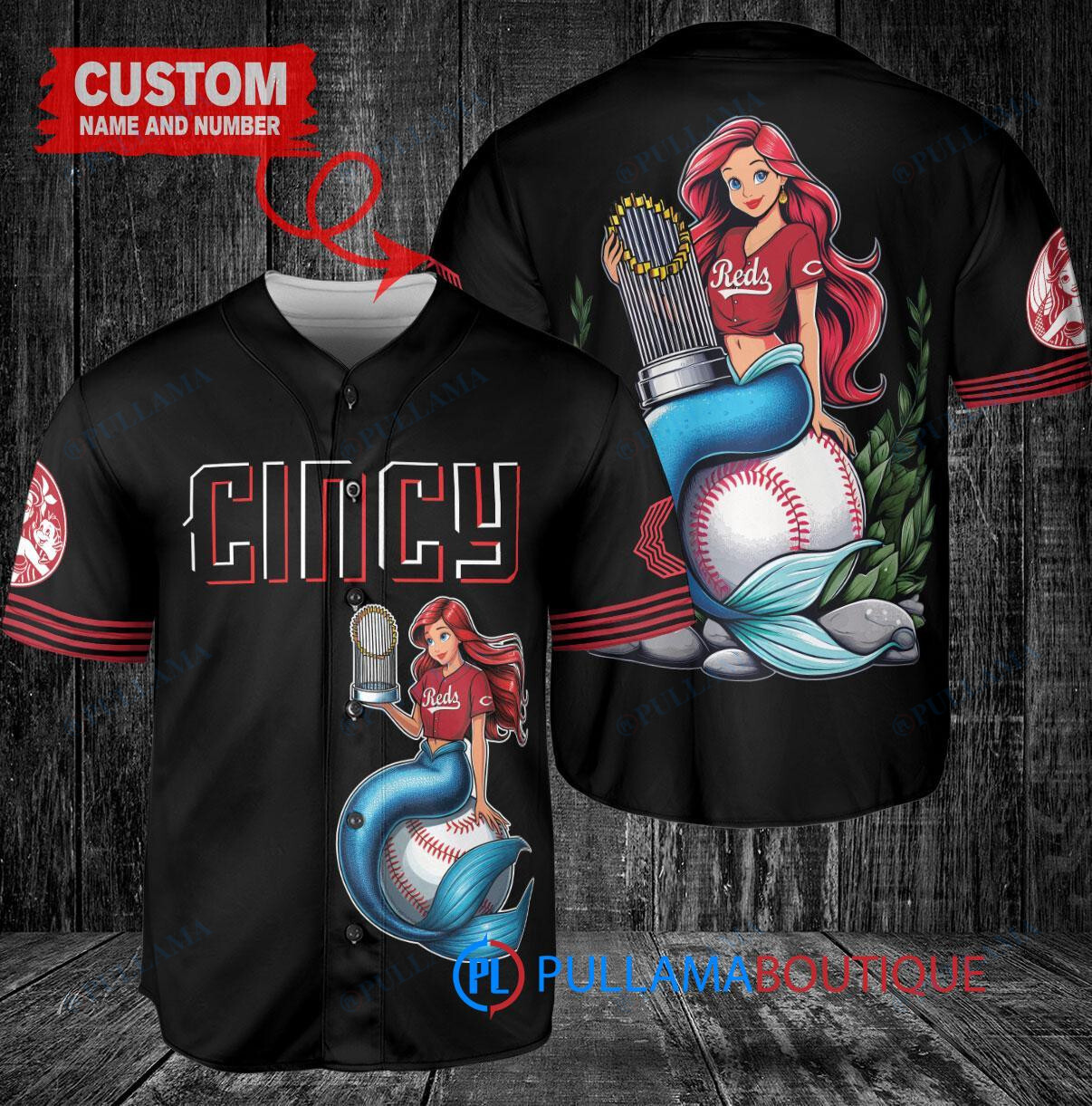 Milwaukee Brewers x Ariel Mermaid with Trophy Custom Baseball Jersey White