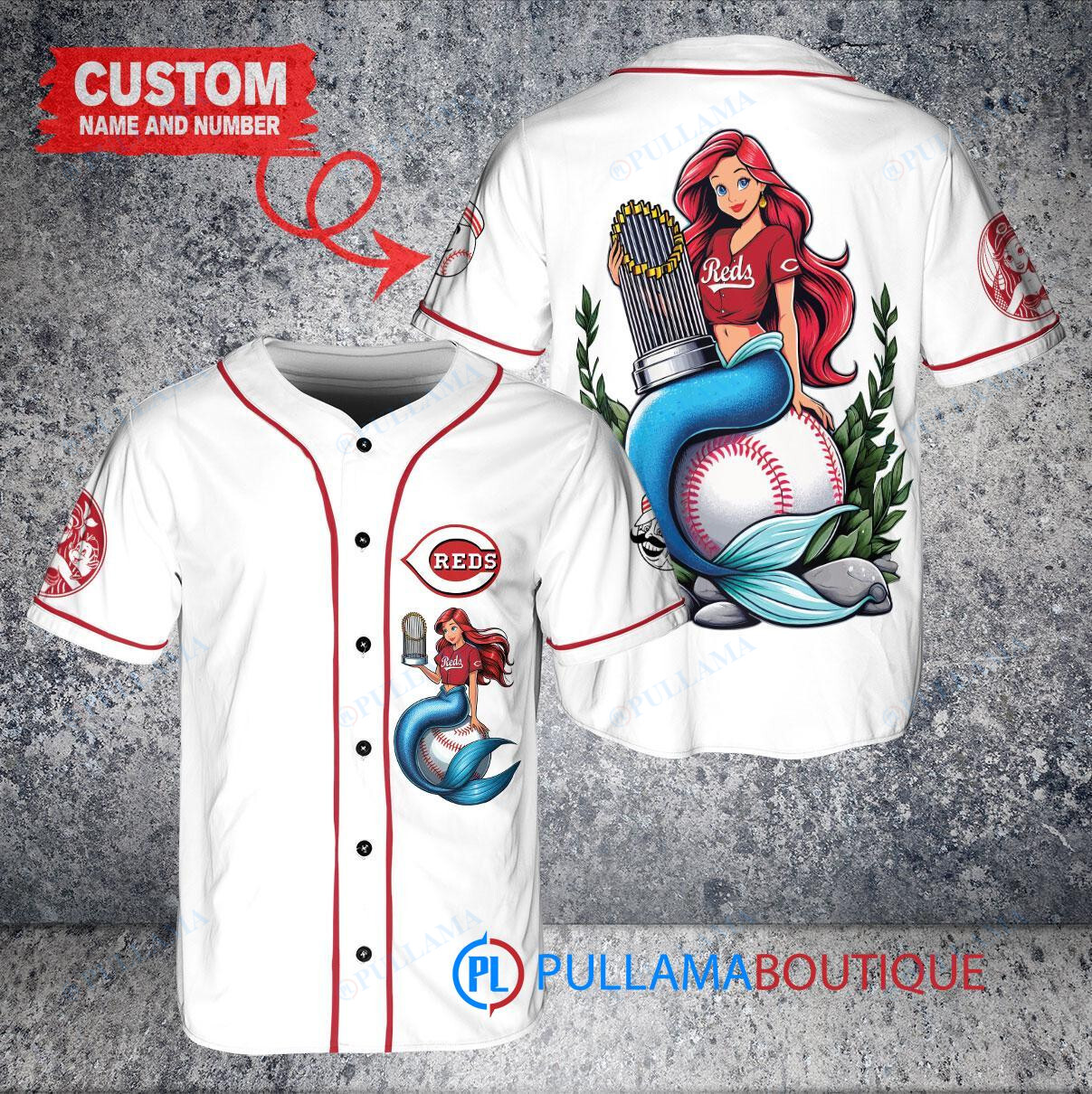 Tampa Bay Rays x Ariel Mermaid with Trophy Custom Baseball Jersey White Alternate Replica