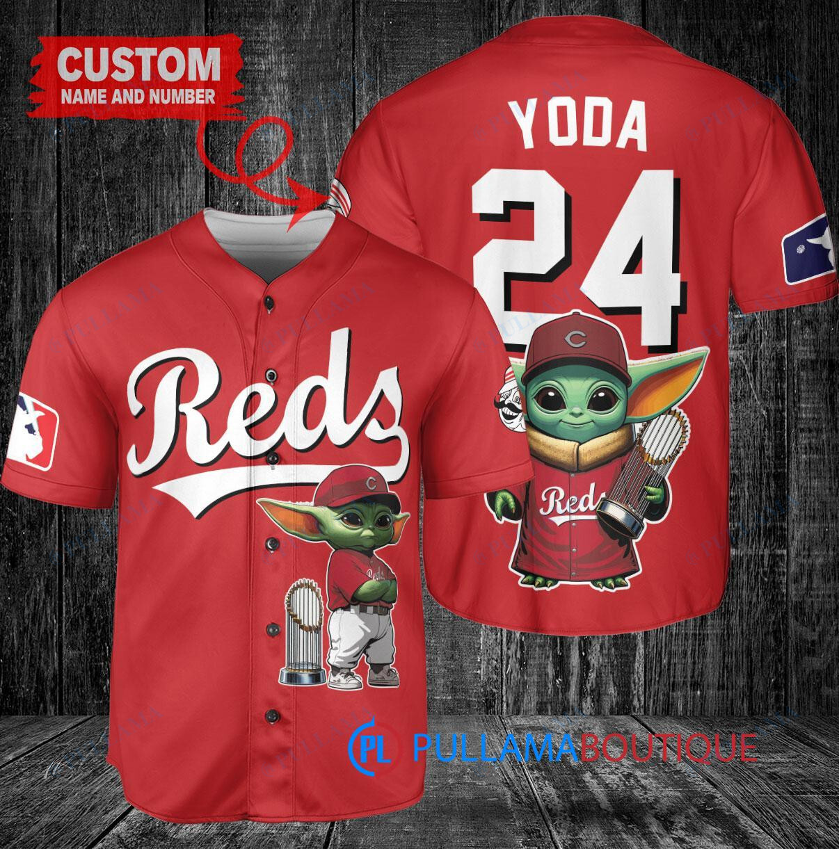 Detroit Tigers x Baby Yoda Star Wars The Mandalorian with Trophy Custom Baseball Jersey Gray