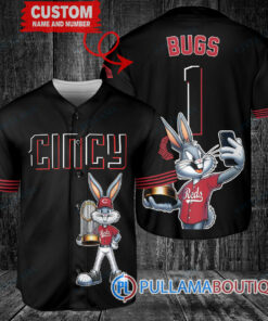 Cincinnati Reds x Bugs Bunny with Trophy Baseball Jersey Black 2023 City Connect