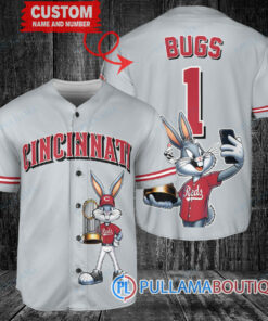 Cincinnati Reds x Bugs Bunny with Trophy Baseball Jersey Gray