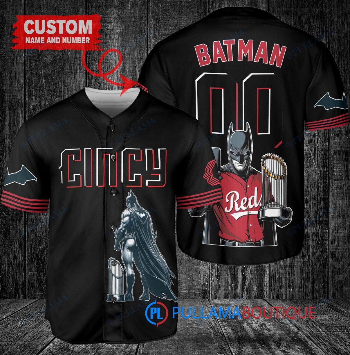 Atlanta Braves x DC Comics Batman The Dark Knight with Trophy Custom Baseball Jersey Gray