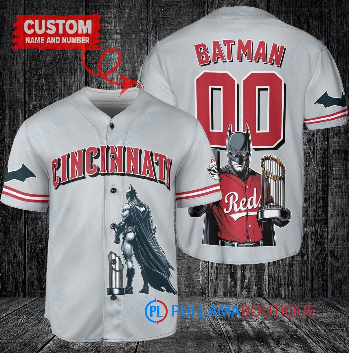 Texas Rangers x DC Comics Batman The Dark Knight with Trophy Custom Baseball Jersey White