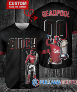 Cincinnati Reds x Deadpool with Trophy Baseball Jersey Black 2023 City Connect