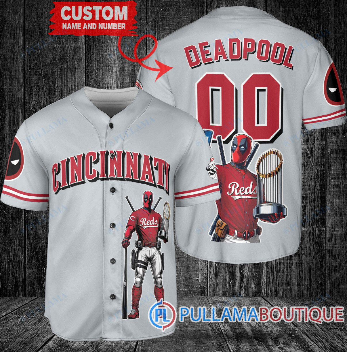 Pittsburgh Pirates x Deadpool with Trophy Baseball Jersey Black