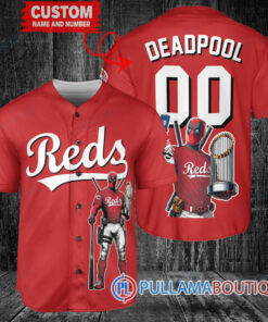 Cincinnati Reds x Deadpool with Trophy Baseball Jersey Red