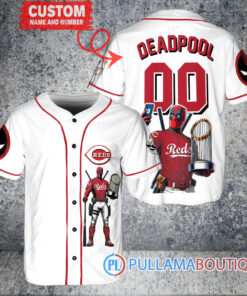 Cincinnati Reds x Deadpool with Trophy Baseball Jersey White