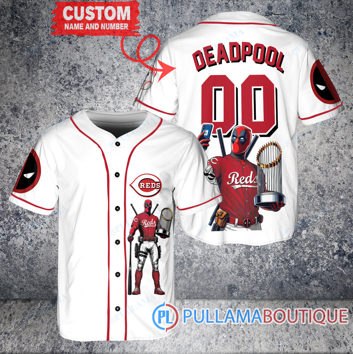 Boston Red Sox x Deadpool with Trophy Baseball Jersey Red