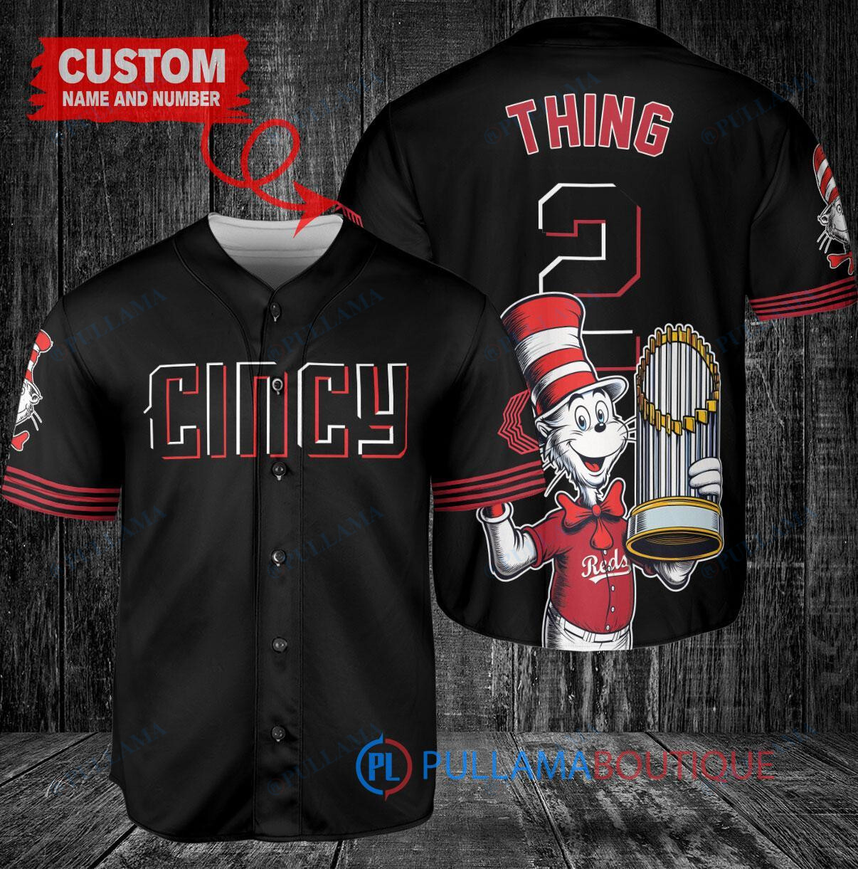 Los Angeles Dodgers x Dr Seuss with World Series Trophy Custom Baseball Jersey Gray