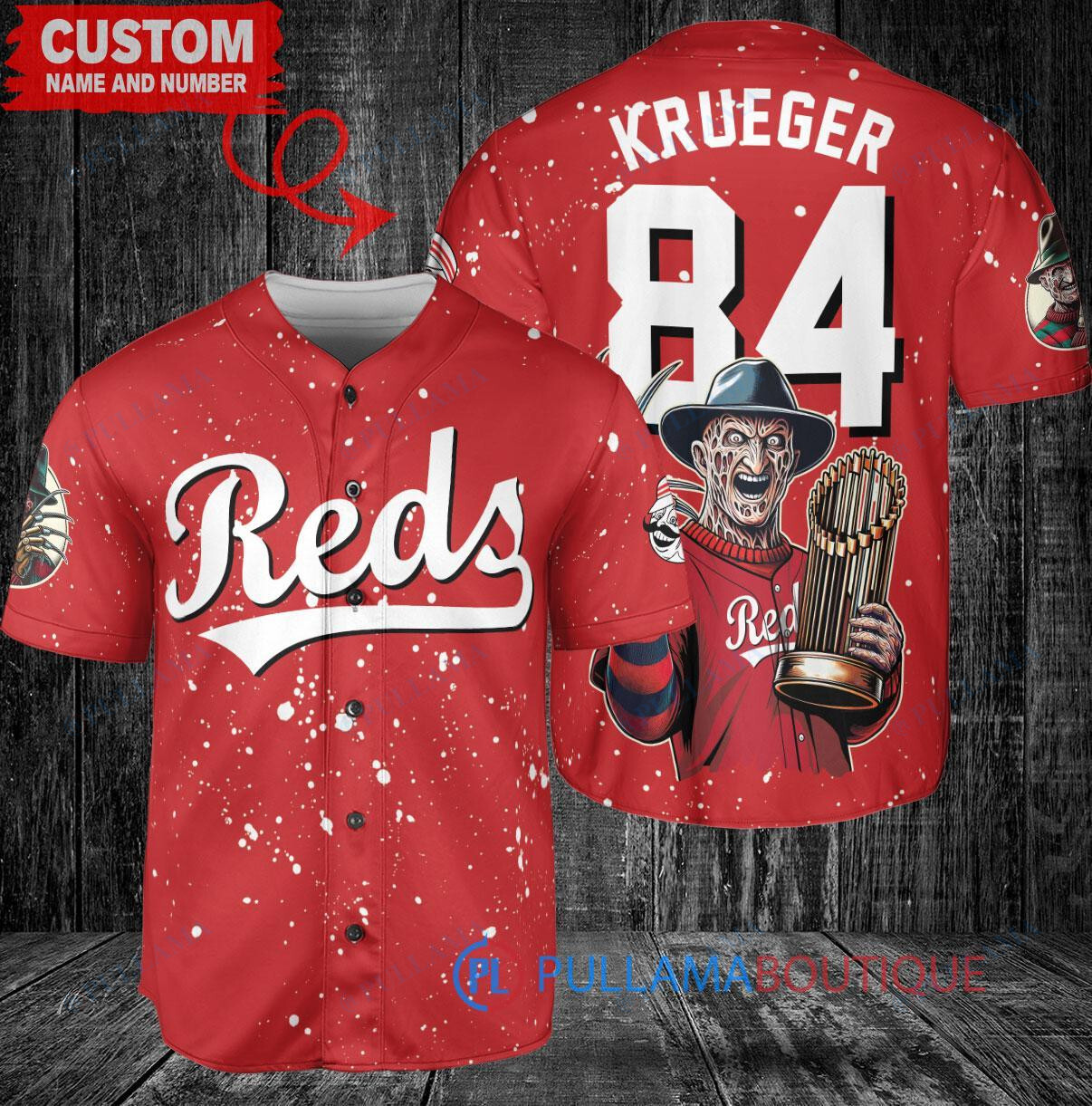 Cubs x Freddy Krueger Halloween World Series Trophy Baseball Jersey White