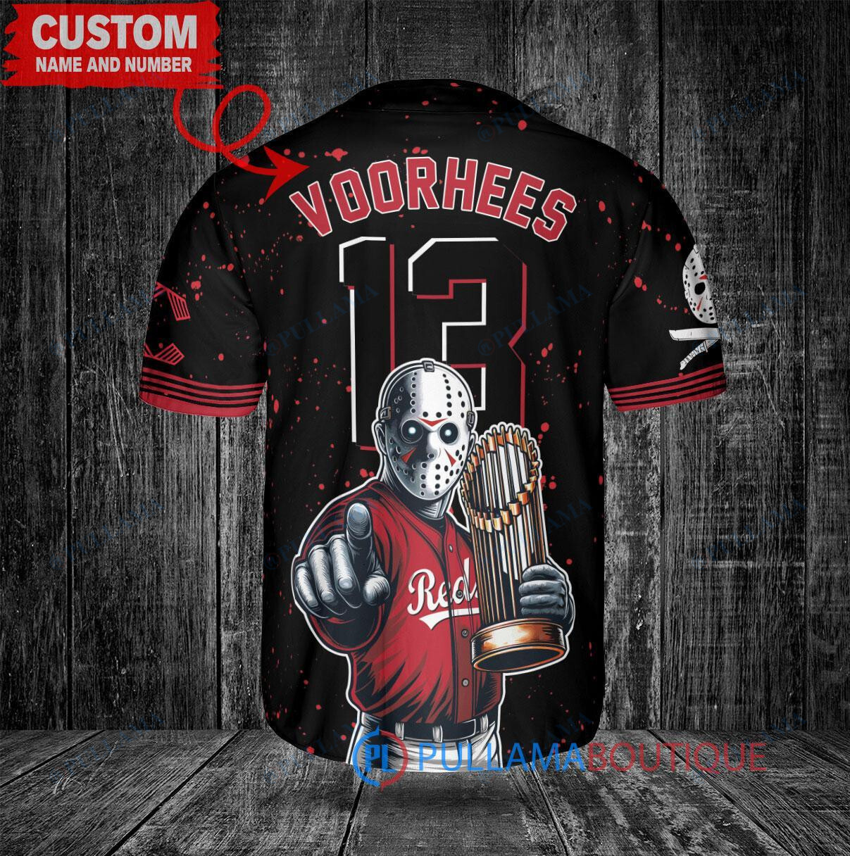 St. Louis Cardinals x Friday the 13th Jason Voorhees Halloween with World Series Trophy Custom Baseball Jersey White