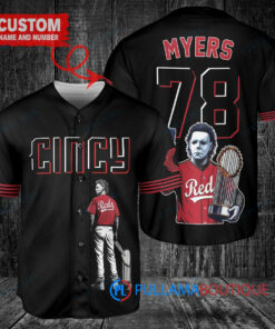 Cincinnati Reds x Halloween Michael Myers with Trophy Custom Baseball Jersey Black 2023 City Connect