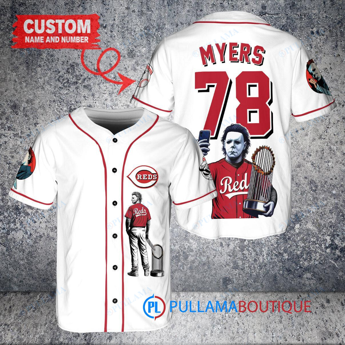 Detroit Tigers x Halloween Michael Myers with Trophy Custom Baseball Jersey Gray