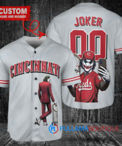 Cincinnati Reds x Joker DC Comics with Trophy Custom Baseball Jersey Gray