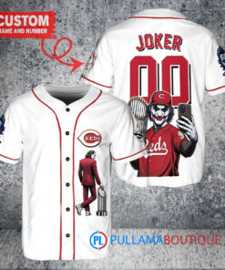 Cincinnati Reds x Joker DC Comics with Trophy Custom Baseball Jersey White