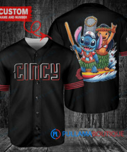 Cincinnati Reds x Lilo & Stitch with Trophy Baseball Jersey Black 2023 City Connect