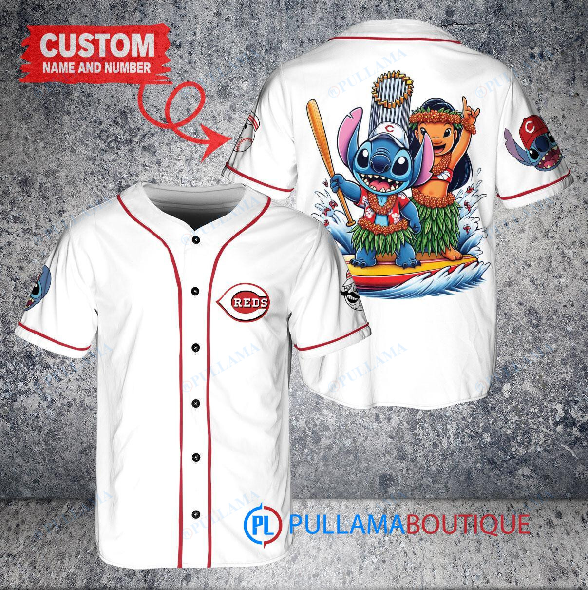 Los Angeles Dodgers x Lilo & Stitch with Trophy Baseball Jersey White