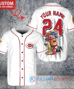 Cincinnati Reds x Limited Edition with World Series Trophy Custom Baseball Jersey White