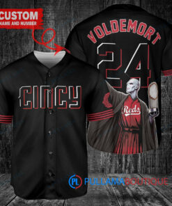 Cincinnati Reds x Lord Voldemort Harry Potter with Trophy Custom Baseball Jersey Black 2023 City Connect