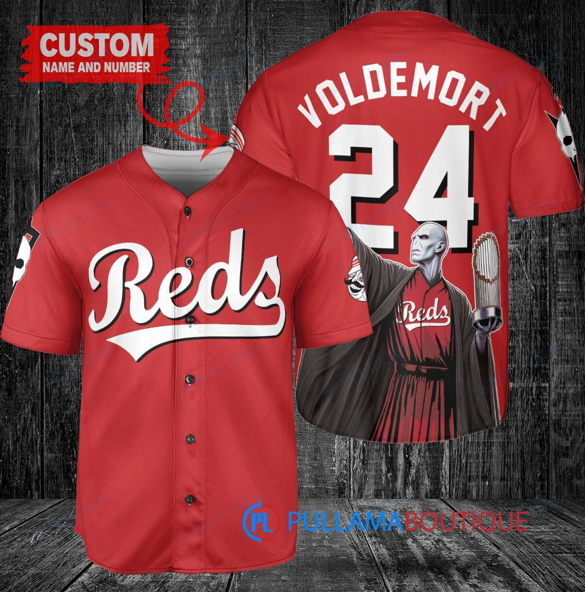 Boston Red Sox x Lord Voldemort Harry Potter with Trophy Custom Baseball Jersey Red