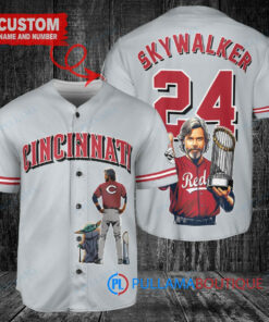 Cincinnati Reds x Luke Skywalker Star Wars with Trophy Custom Baseball Jersey Gray