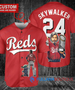 Cincinnati Reds x Luke Skywalker Star Wars with Trophy Custom Baseball Jersey Red