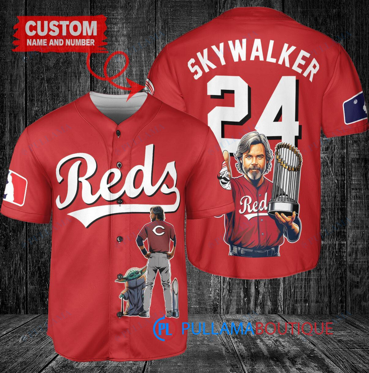 Kansas City Royals x Luke Skywalker Star Wars with Trophy Custom Baseball Jersey Navy