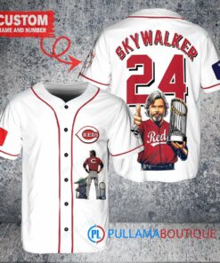 Cincinnati Reds x Luke Skywalker Star Wars with Trophy Custom Baseball Jersey White