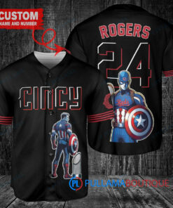 Cincinnati Reds x Marvel Captain America Jersey – Black 2023 City Connect