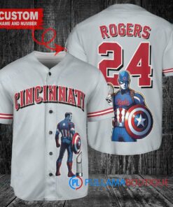 Cincinnati Reds x Marvel Captain America Steve Rogers Baseball Jersey Gray