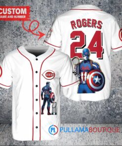 Cincinnati Reds x Marvel Captain America Steve Rogers Baseball Jersey White