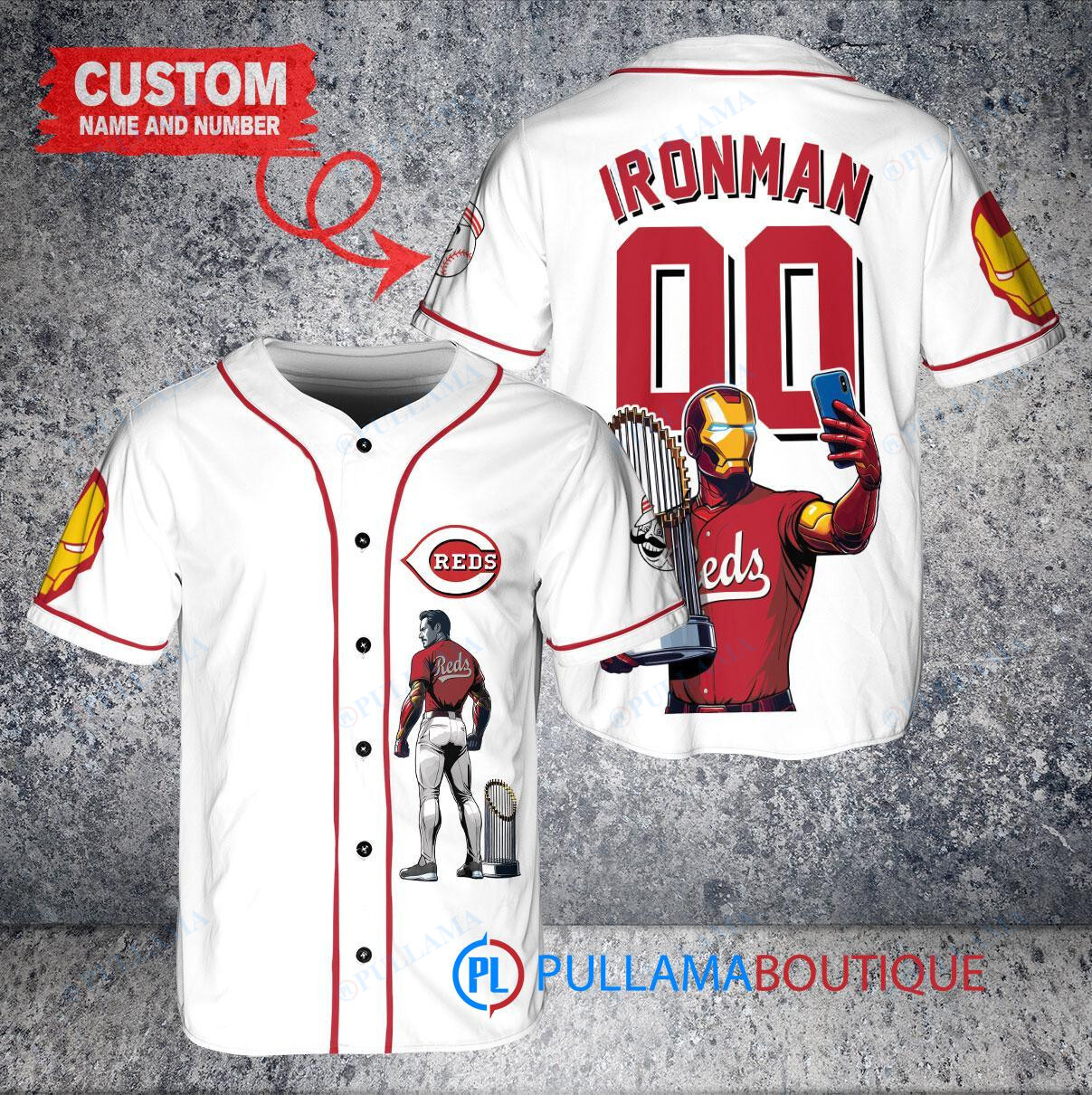 New York Mets x Marvel Iron Man Tony Stark with Trophy Custom Baseball Jersey Black