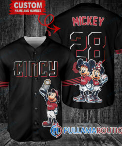 Cincinnati Reds x Mickey and Minnie with Trophy Baseball Jersey Black 2023 City Connect