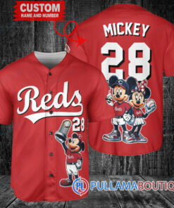 Cincinnati Reds x Mickey and Minnie with Trophy Baseball Jersey Red