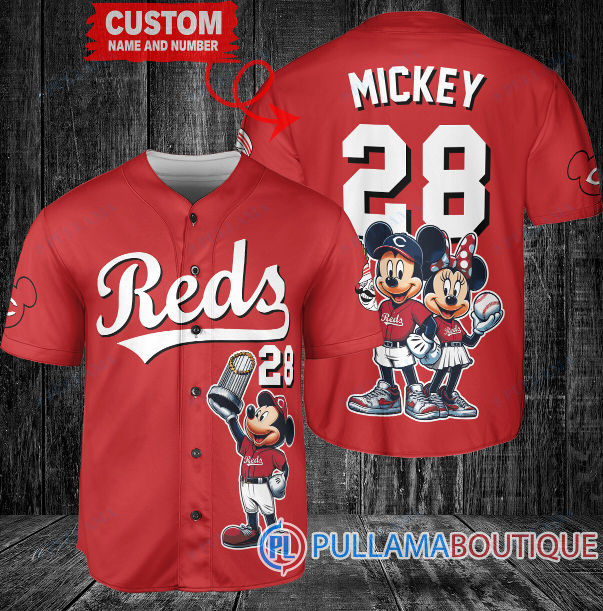 Minnesota Twins x Mickey and Minnie with Trophy Baseball Jersey Gray Road