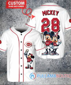 Cincinnati Reds x Mickey and Minnie with Trophy Baseball Jersey White