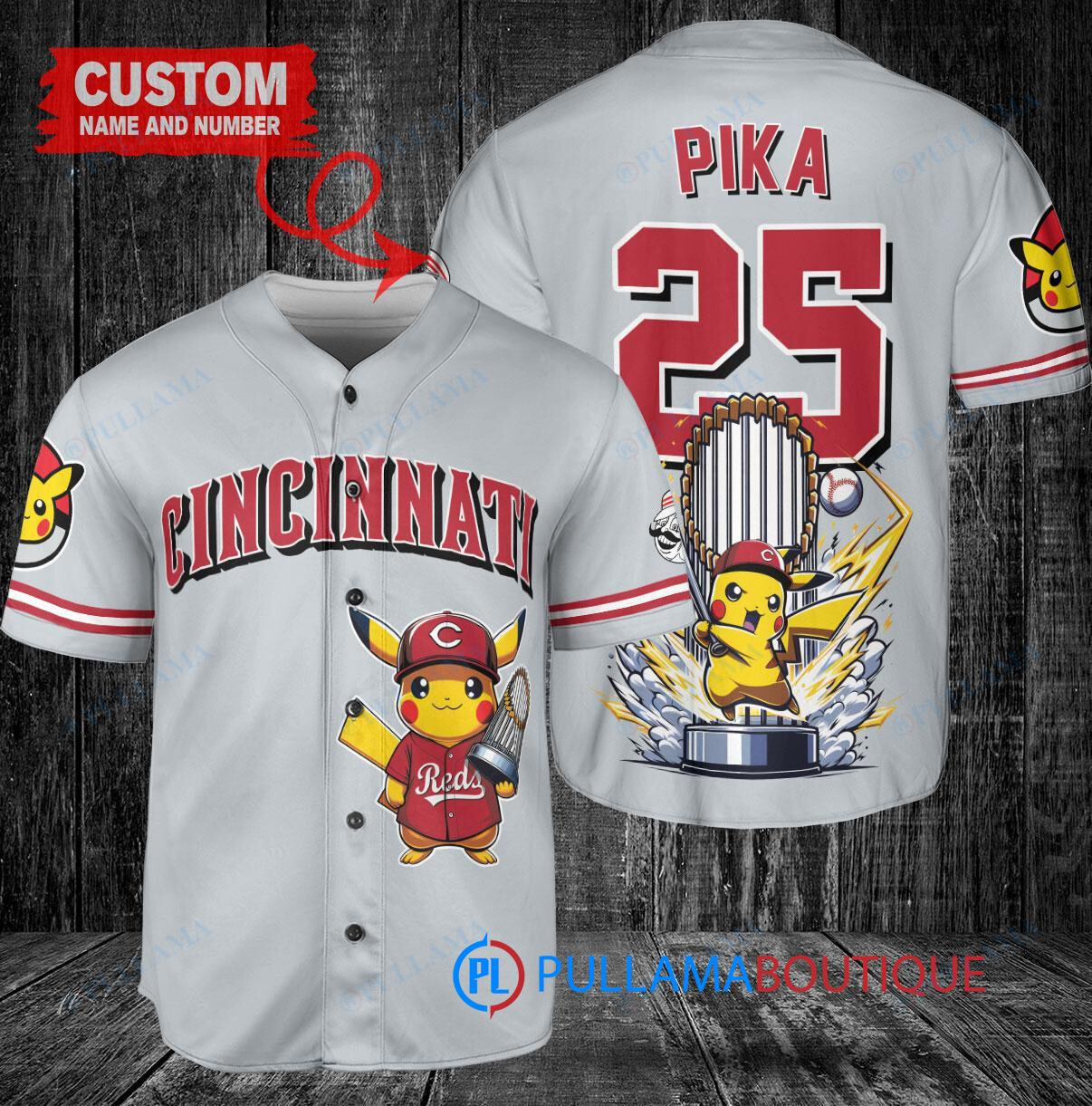 Los Angeles Dodgers x Pikachu Pokemon with Trophy Custom Baseball Jersey White