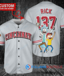 Cincinnati Reds x Rick and Morty with Trophy Custom Baseball Jersey Gray