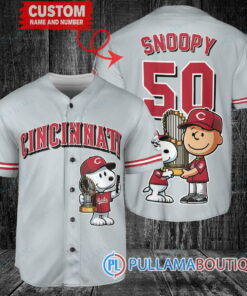 Cincinnati Reds x Snoopy and Charlie Brown with Trophy Baseball Jersey Gray