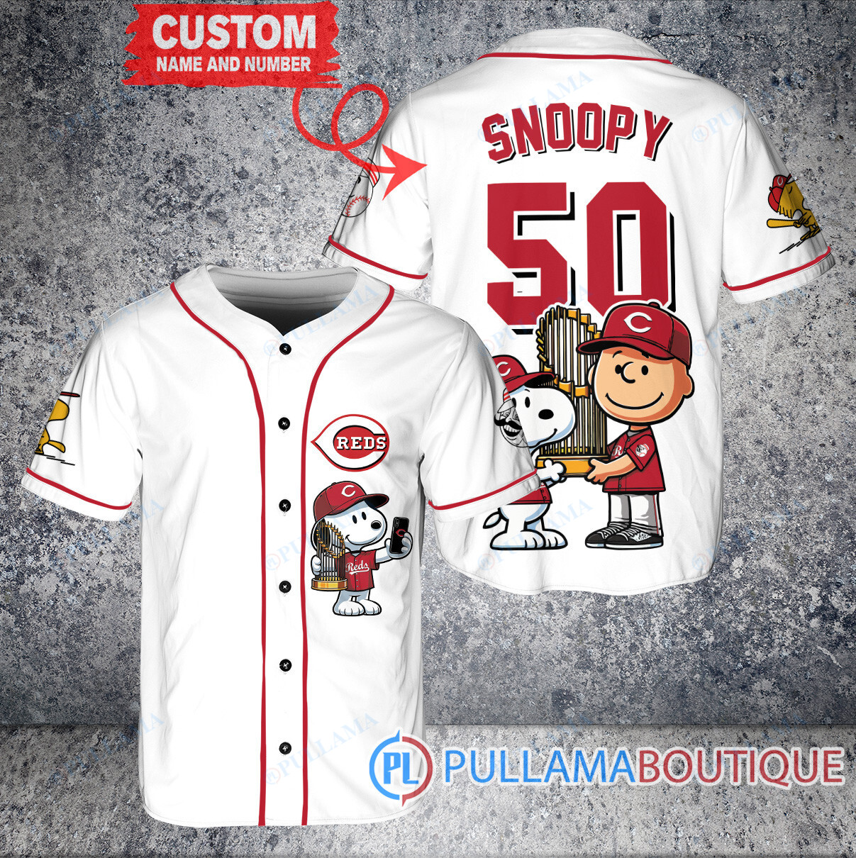 New York Yankees x Snoopy and Charlie Brown with Trophy Baseball Jersey Gray