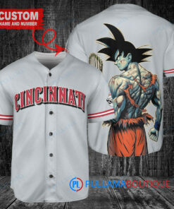 Cincinnati Reds x Son Goku Kakarot Super Saiyan Dragon Ball Z with Trophy Baseball Jersey Gray