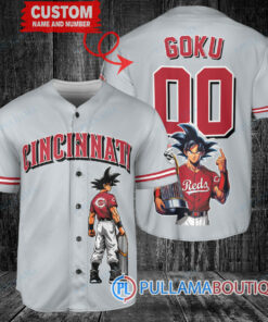 Cincinnati Reds x Son Goku Kakarot Super Saiyan Dragon Ball Z with Trophy Baseball Jersey Gray V2