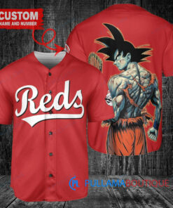 Cincinnati Reds x Son Goku Kakarot Super Saiyan Dragon Ball Z with Trophy Baseball Jersey Red