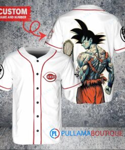 Cincinnati Reds x Son Goku Kakarot Super Saiyan Dragon Ball Z with Trophy Baseball Jersey White