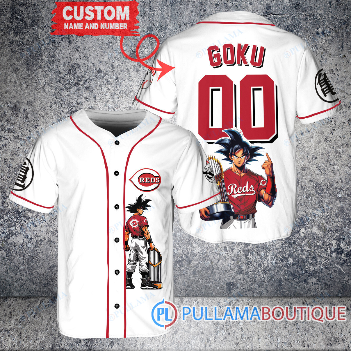 Minnesota Twins x Son Goku Kakarot Super Saiyan Dragon Ball Z with Trophy Baseball Jersey White V2