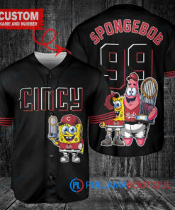 Cincinnati Reds x SpongeBob SquarePants with Trophy Custom Baseball Jersey Black 2023 City Connect