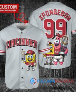 Cincinnati Reds x SpongeBob SquarePants with Trophy Custom Baseball Jersey Gray