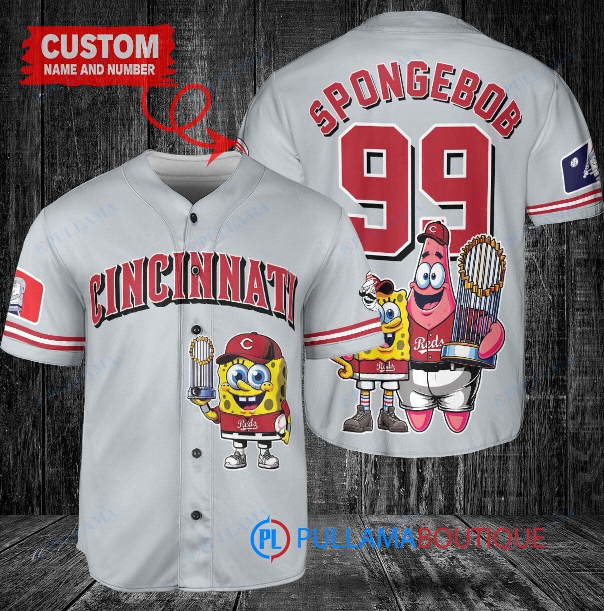 Pittsburgh Pirates x SpongeBob SquarePants with Trophy Custom Baseball Jersey Black